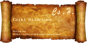 Csiki Hiláriusz névjegykártya